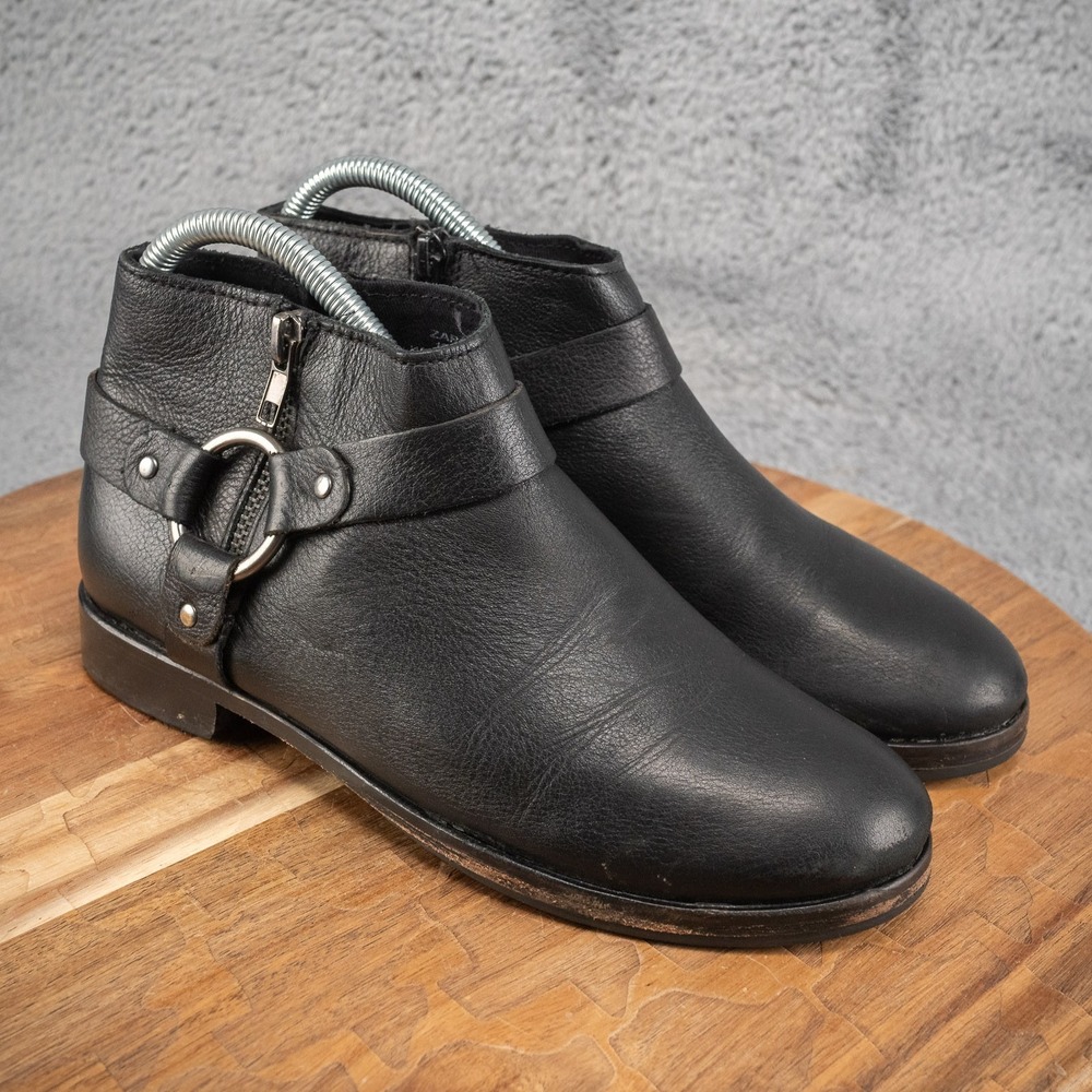Zara‎ women's EU 36 size 5 black leather zip up ankle boot